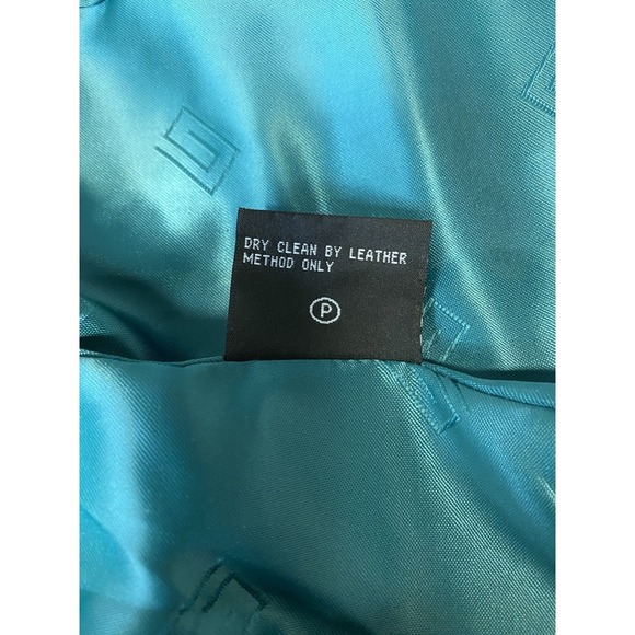 Pamela McCoy Vintage 80's Leather Jacket Turquoise Leather 80s Women's Size S - Picture 9 of 16